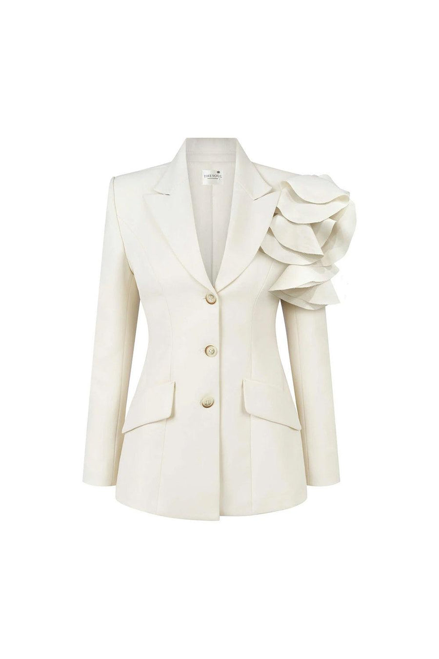 Hori Structured Ruffled Wool Blend Blazer 1