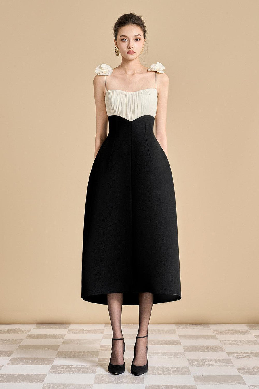 Hyacinth A-line Spaghetti Strap Polyester Midi Dress Midi Dress Maison des Copains