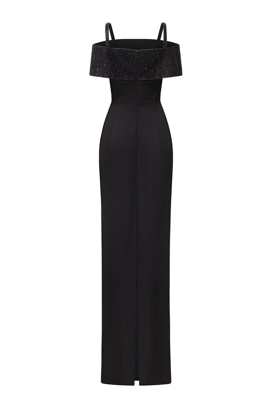 Immerse Sheath Cold Shoulder Sleeved Taffeta Silk Floor Length Dress Gown Dress I.H.F Atelier