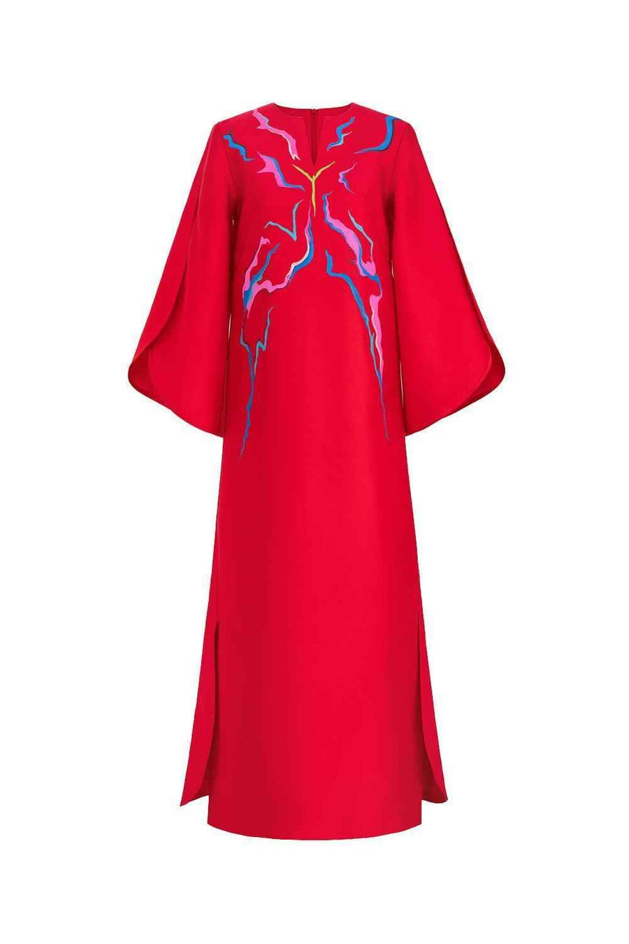 Indira Straight Split Sleeved Zibeline Ankle Length Dress