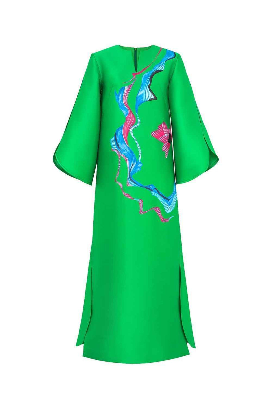 Indira Straight Split Sleeved Zibeline Ankle Length Dress