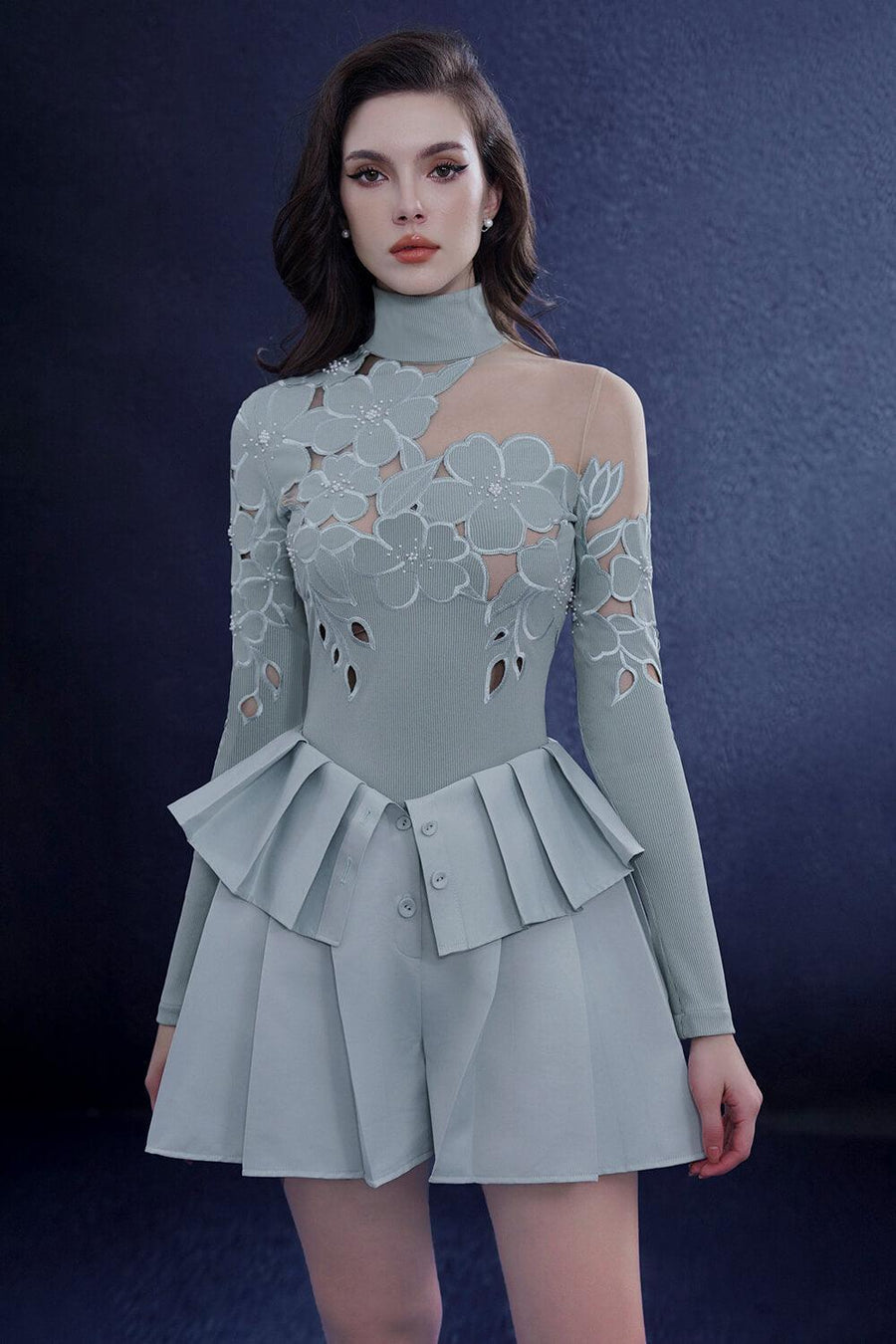 Intrigue A-line Pleated Taffeta Mini Set 4