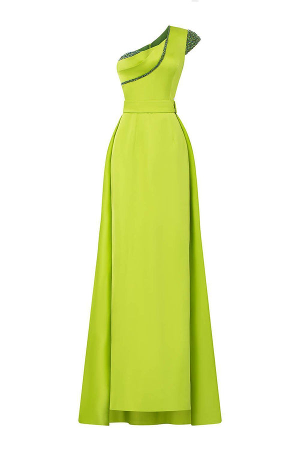 Intrigue Sheath One Shoulder Silk Floor Length Dress