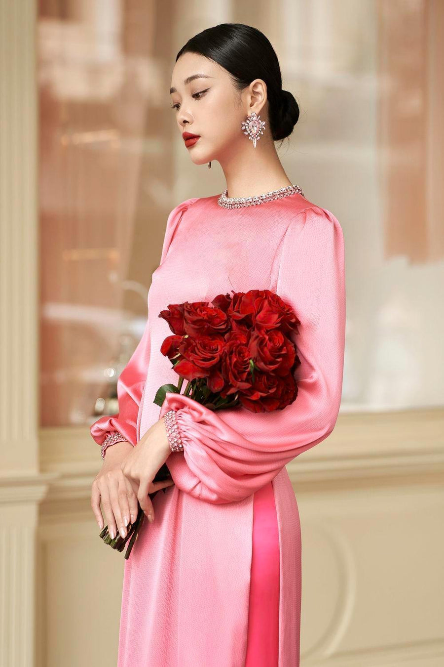 Iridessa Straight Bishop Sleeved Silk Floor Length Ao Dai 10