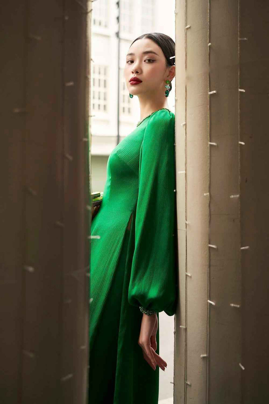 Iridessa Straight Bishop Sleeved Silk Floor Length Ao Dai