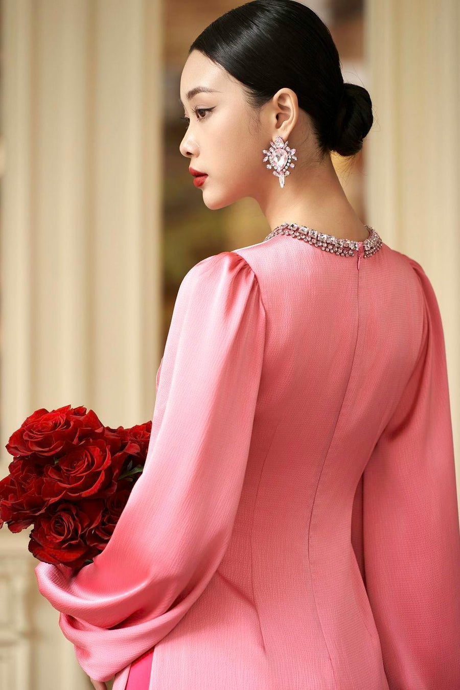 Iridessa Straight Bishop Sleeved Silk Floor Length Ao Dai 9
