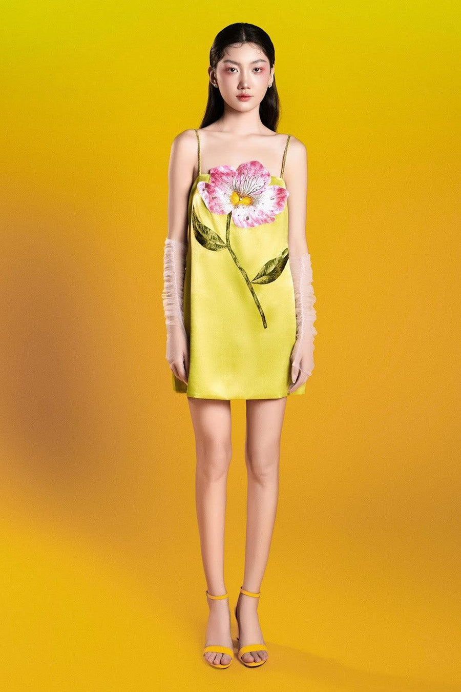 Iris Kiwi Straight Spaghetti Strap Silk Mini Dress 1