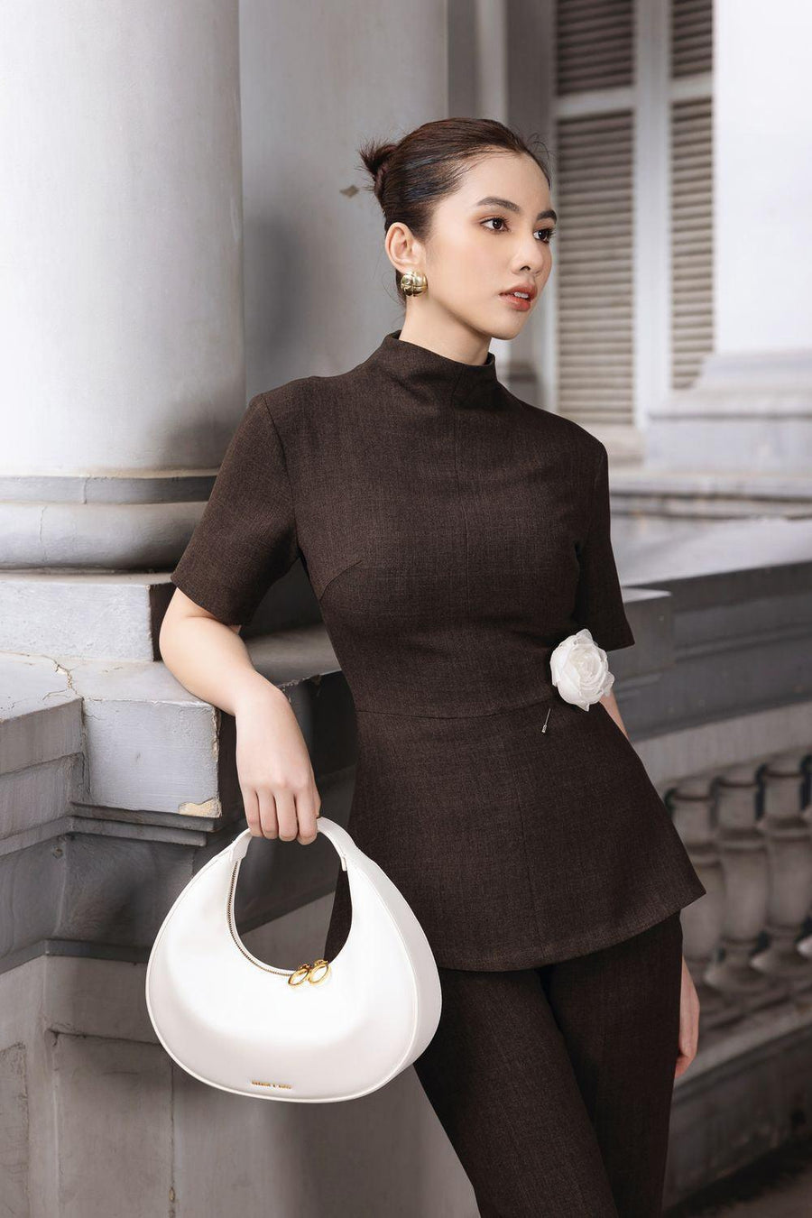 Iris Peplum Short Sleeved Wool Top 2