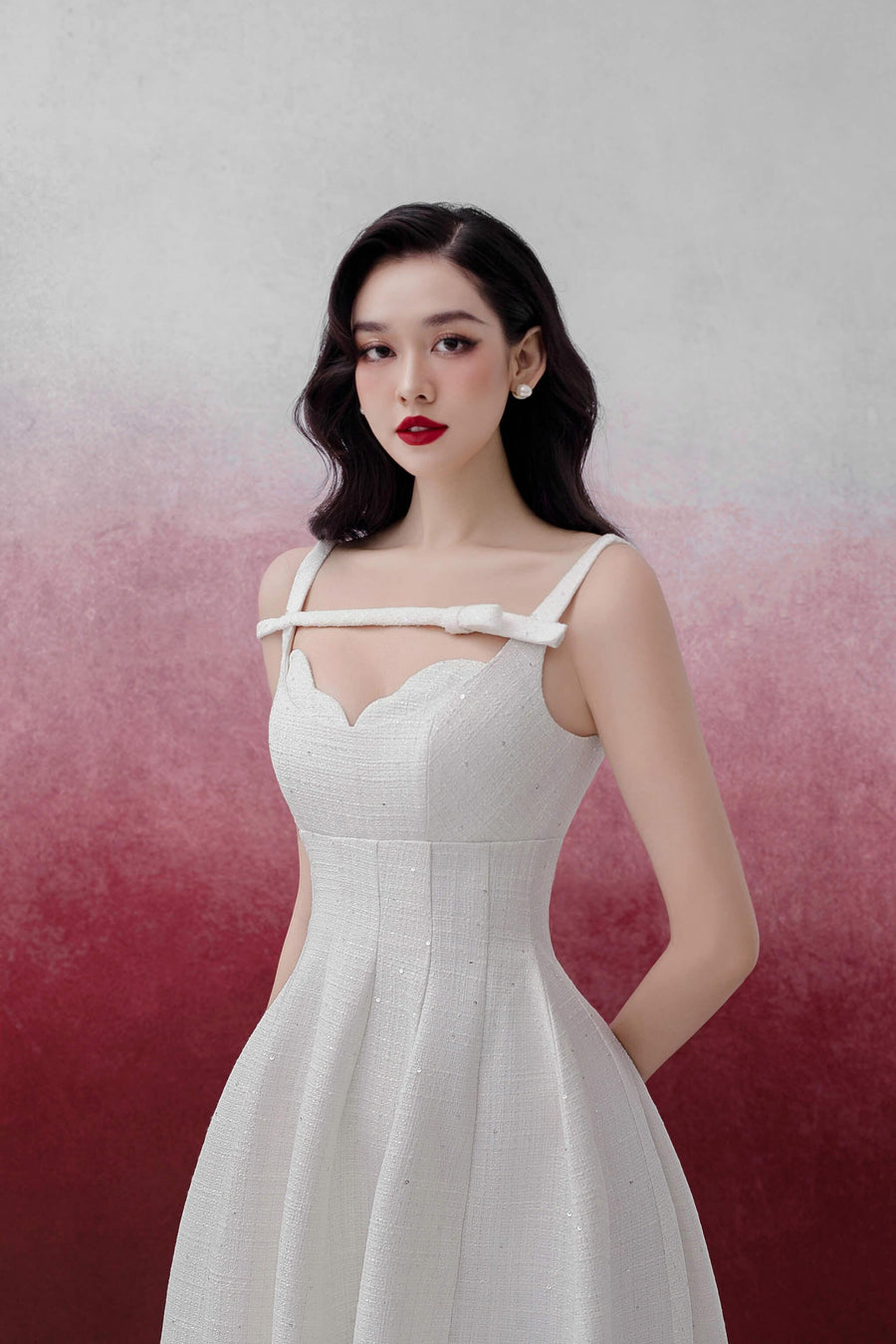 Isabel Fit and Flare Sleeveless Tweed Midi Dress Midi Dress Delicate