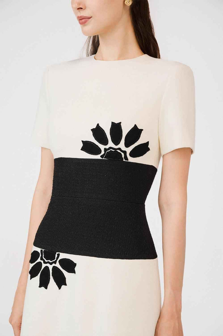 Isabela Drop Waist Round Neck Taffeta Mini Dress