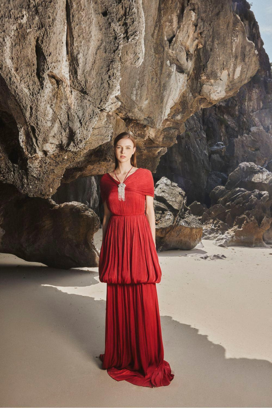 Isabelle Balloon Off-Shoulder Chiffon Floor Length Dress 3