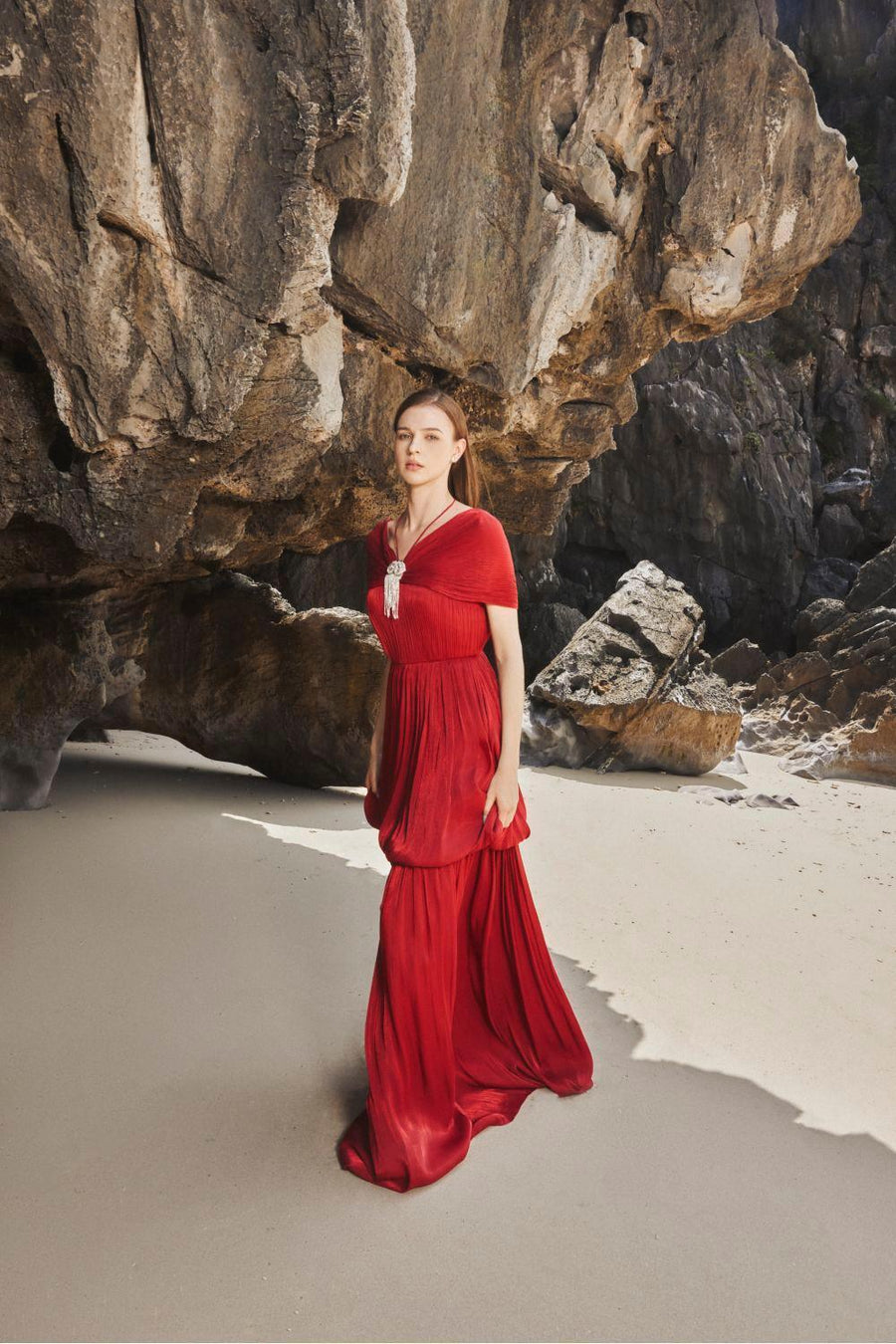 Isabelle Balloon Off-Shoulder Chiffon Floor Length Dress 5