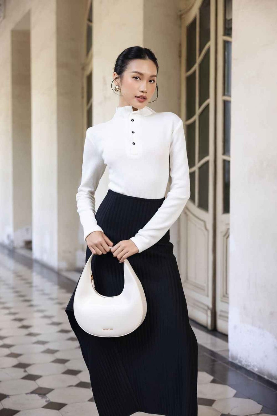 Isabelle Straight High Neck Knit Top