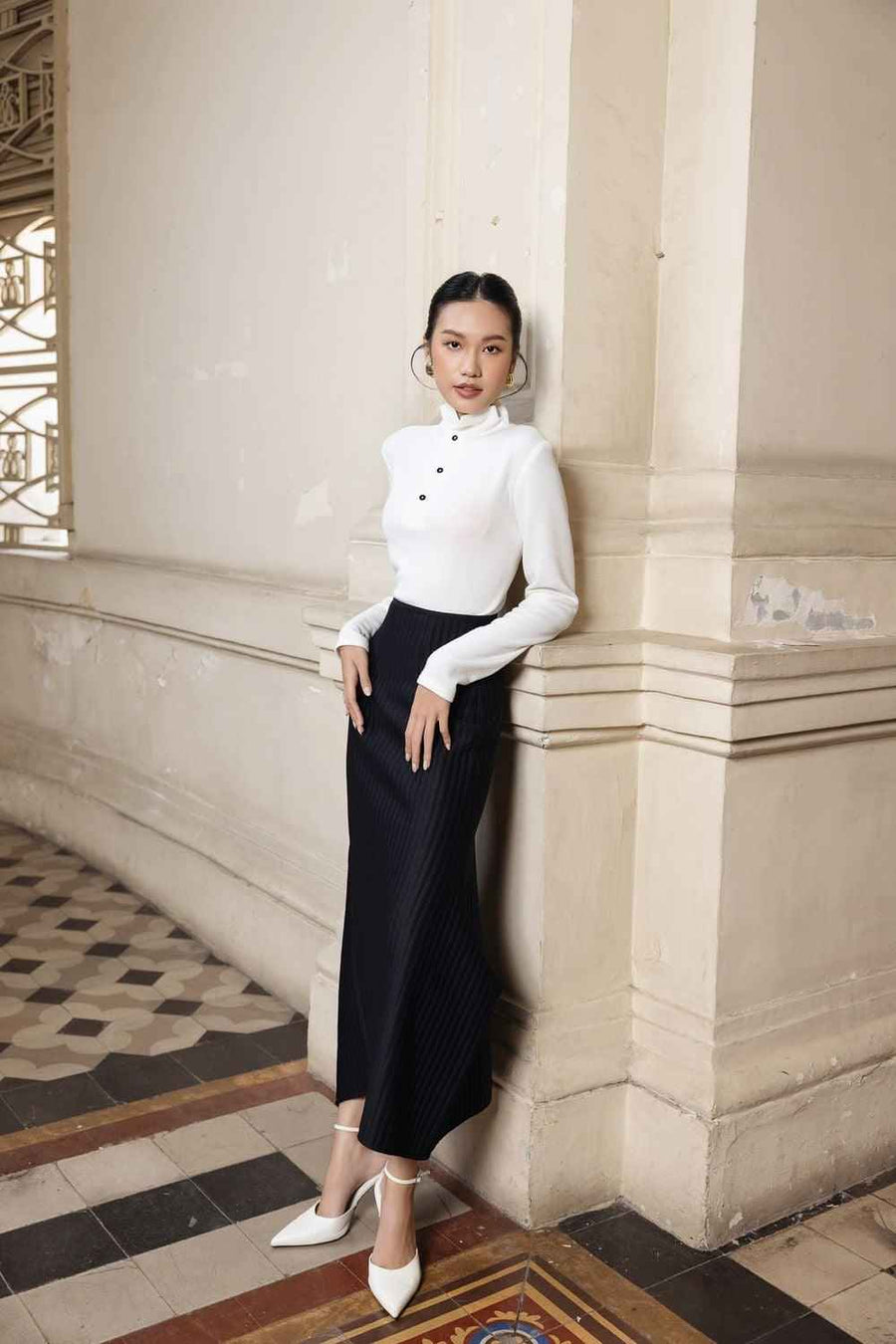 Isabelle Straight High Neck Knit Top