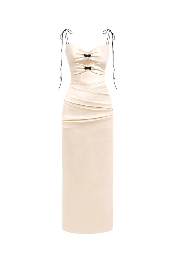 Ivory Leather Effect Dress