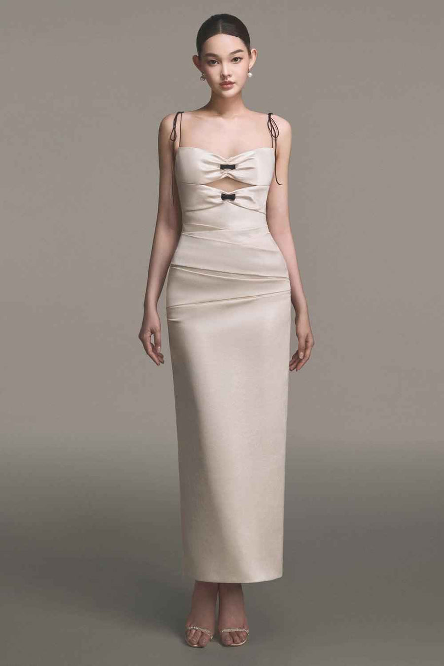 Ivory Leather Effect Dress