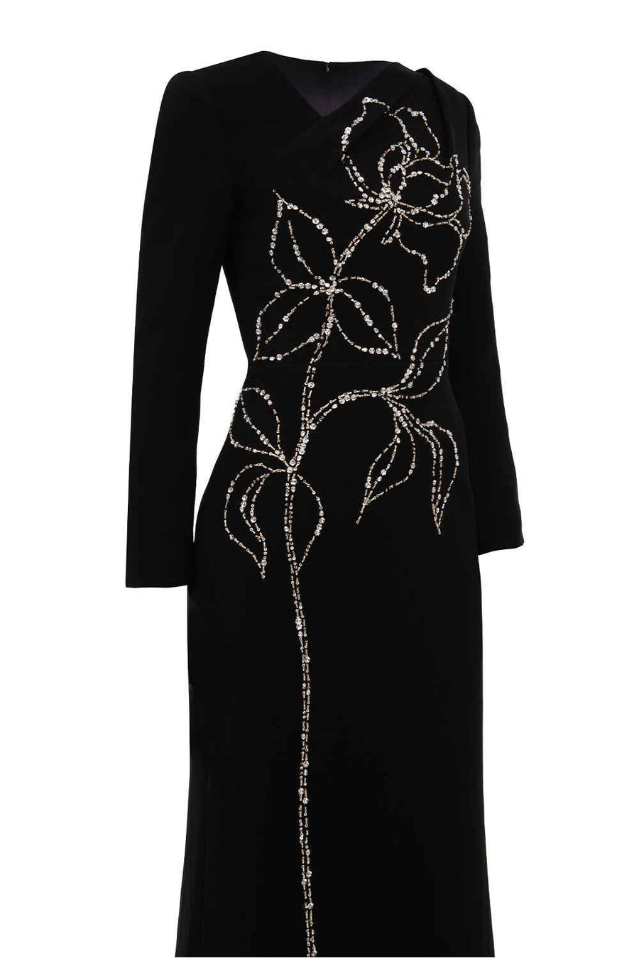 Celeste Trumpet Diagonal Neck Velvet Ankle Length Dress Maxi Dress IVY moda