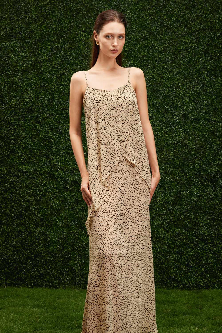 Jacqueline Straight Ruffle Layer Chiffon Maxi Dress 2