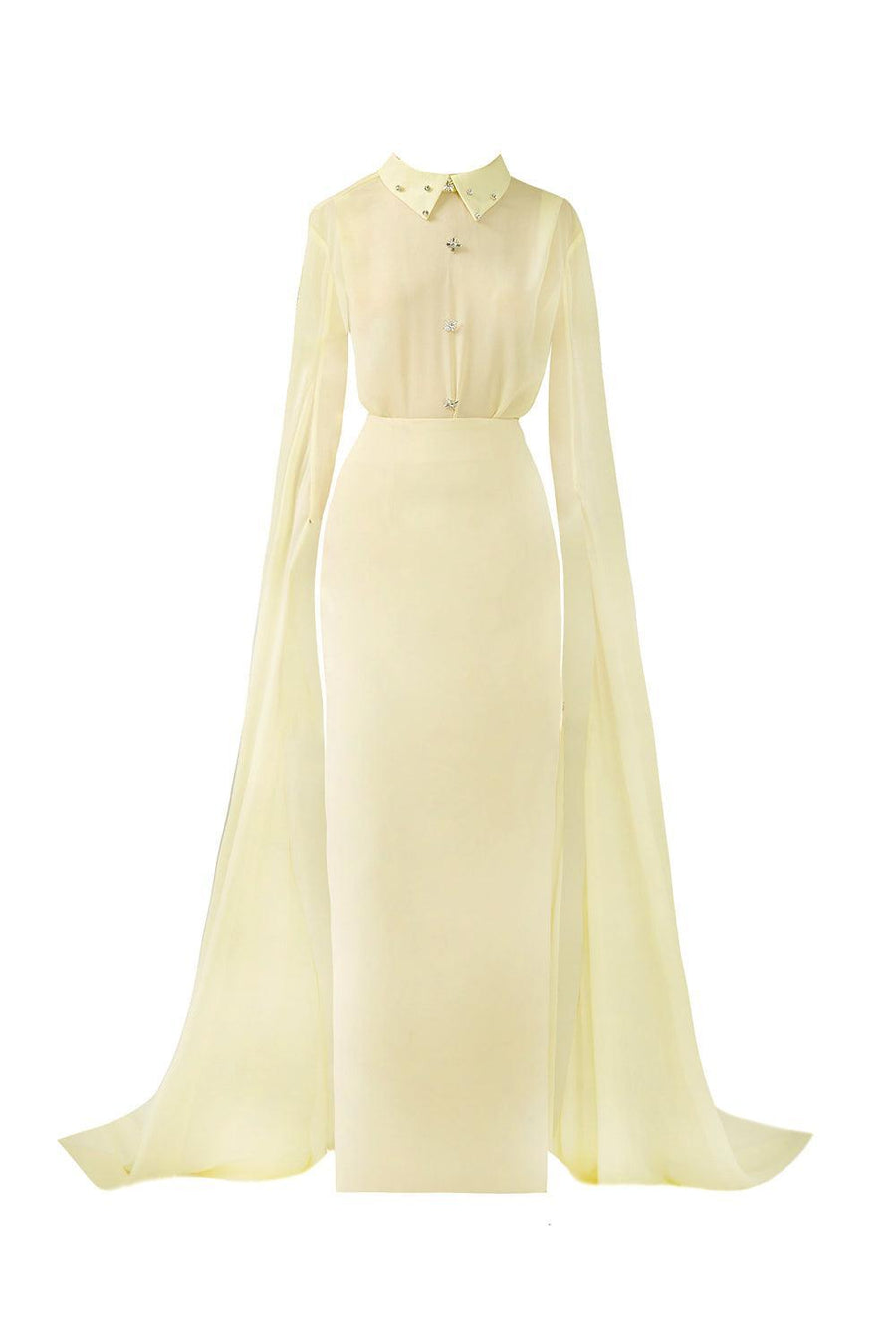 Jaliyah Sheath Hanging Sleeved Chiffon Floor Length Set 1