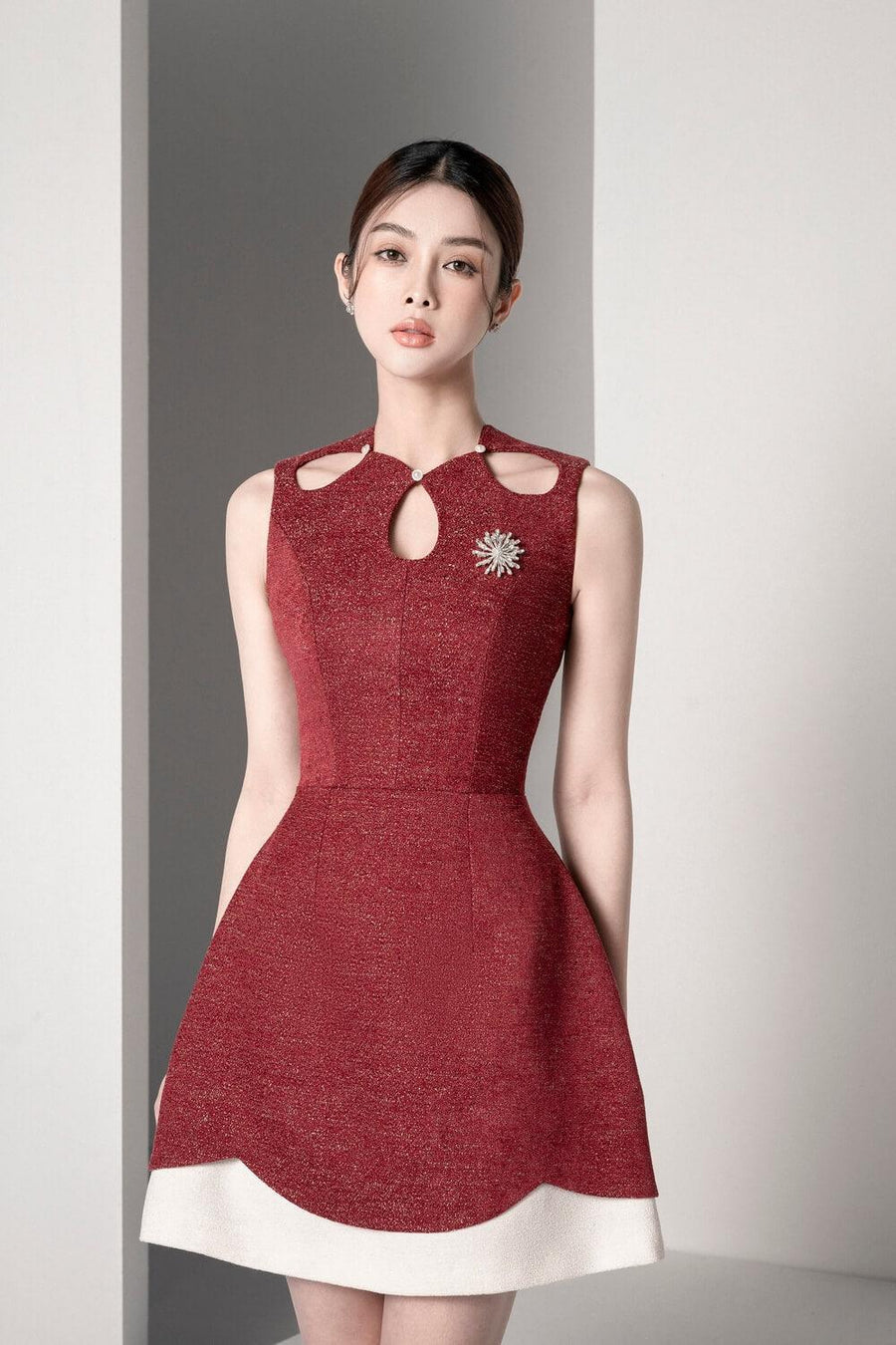 Jasmin Sleeveless Dress Burgundy Mini Dress Delicate