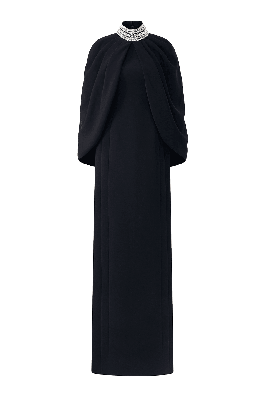 Jazlyn Sheath Cape Shoulder Satin Maxi Set 1