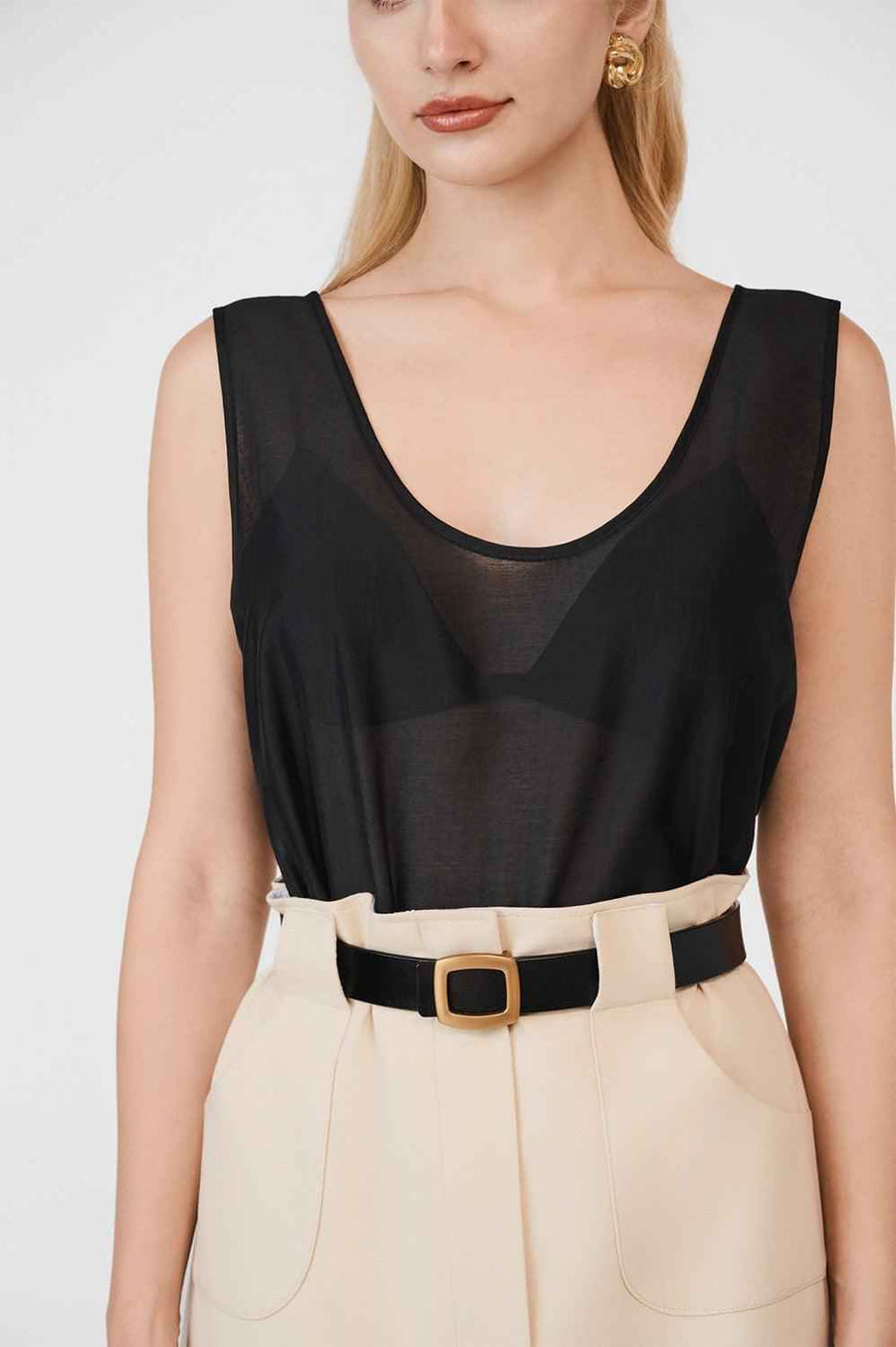 Jenna Straight Scoop Neck Organza Top