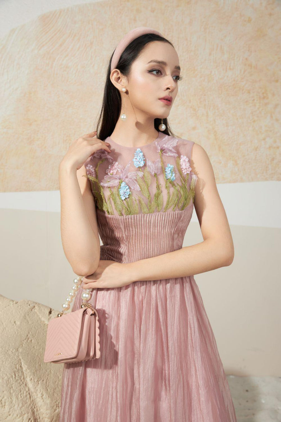 Jennifer A-line Sleeveless Silk Midi Dress 2