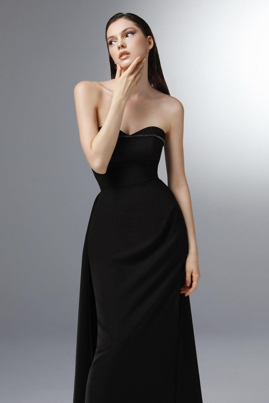 Jet D’eau Strapless Extended Flap Wool Cotton Floor Length Dress 3
