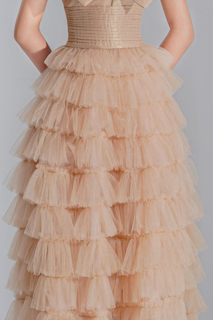 Jovien Layered Square Neck Tulle Ankle Length Dress Maxi Dress LAMORIS