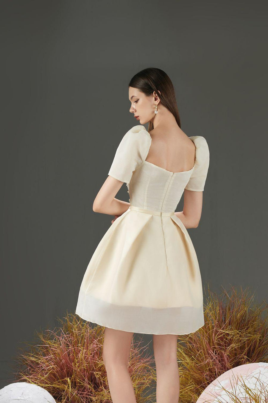 Jovita A-line Puffy Sleeved Organza Mini Dress 4