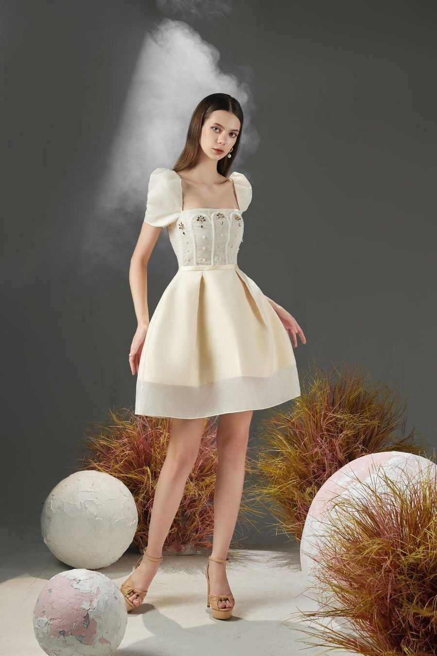 Jovita A-line Puffy Sleeved Organza Mini Dress 5
