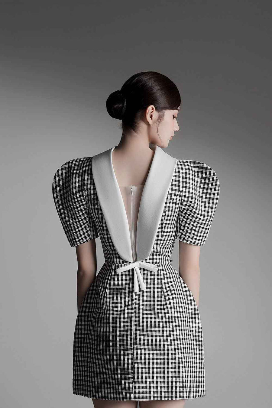Joy Fit and Flare Puffy Sleeved Jacquard Mini Dress