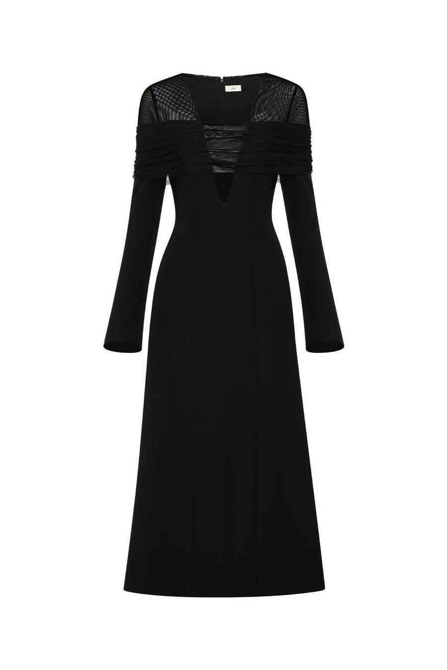 Jream Sheath Long Sleeved Satin Crepe Midi Dress Midi Dress Lecia RTW