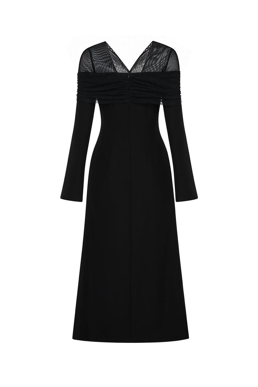 Jream Sheath Long Sleeved Satin Crepe Midi Dress Midi Dress Lecia RTW