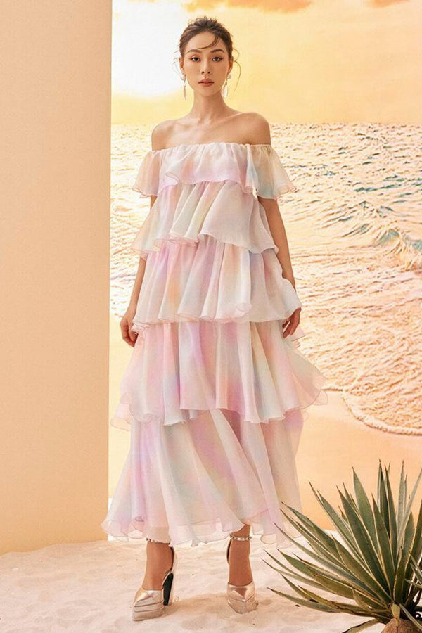 Juliana Layered Ruffled Organza Midi Dress