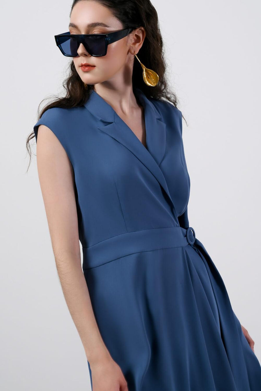 Juliana Wrap Asymmetric Polyester Midi Dress 10
