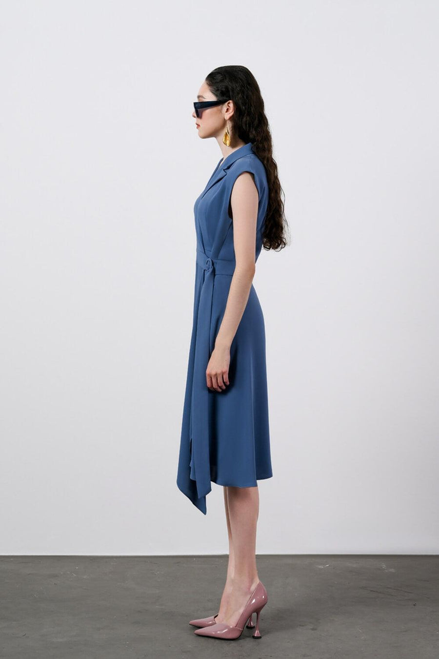 Juliana Wrap Asymmetric Polyester Midi Dress 11