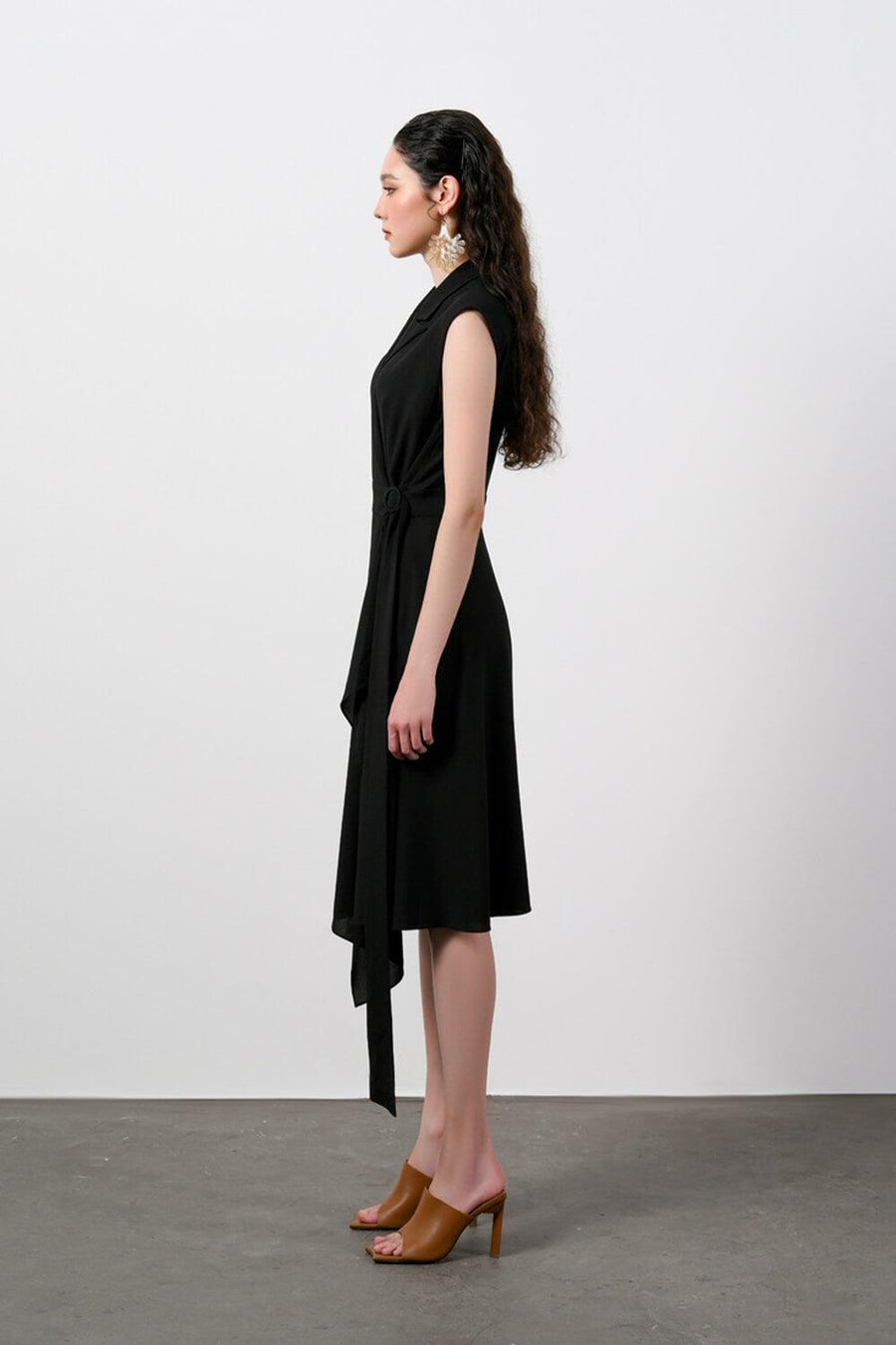 Juliana Wrap Asymmetric Polyester Midi Dress 6