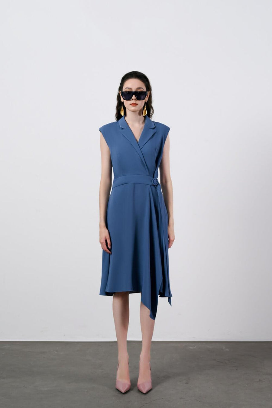 Juliana Wrap Asymmetric Polyester Midi Dress 7