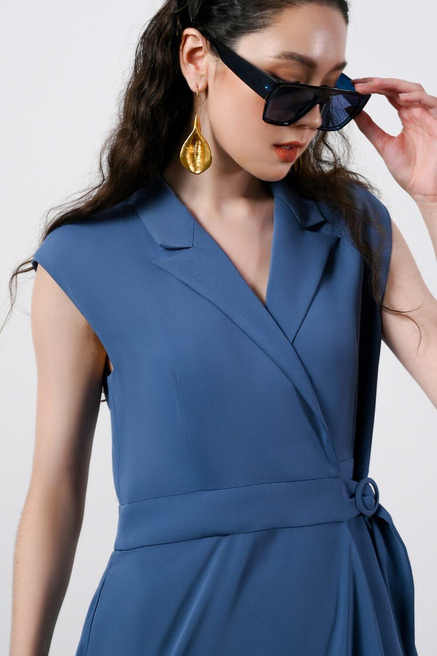 Juliana Wrap Asymmetric Polyester Midi Dress 9