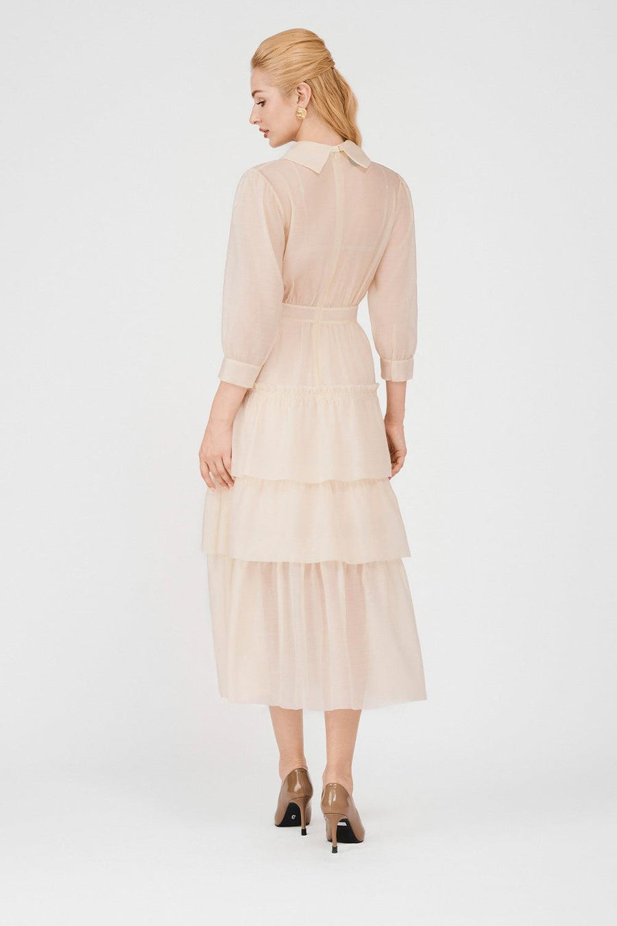 Julie Layered Ribbon Organza Midi Dress 8