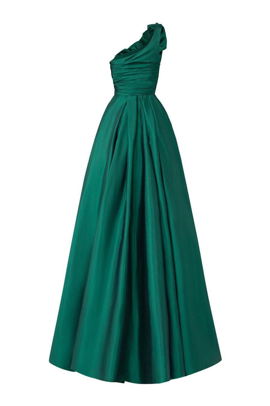 Julieta Fit and Flare One Shoulder Silk Taffeta Floor Length Dress Gown Dress 21Six