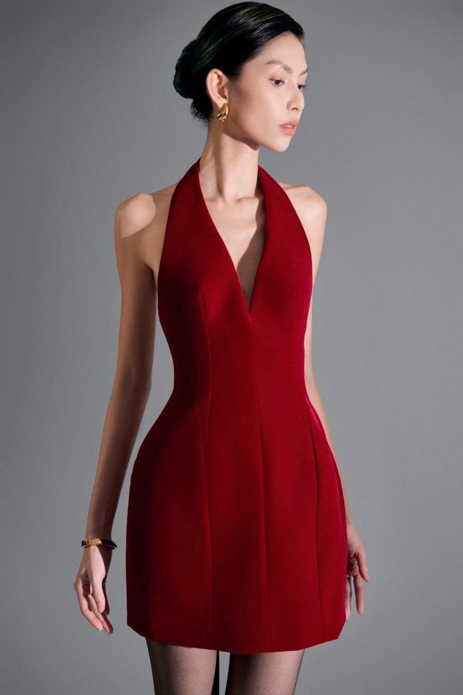 Juniper Halter Backless Velvet Mini Dress 11