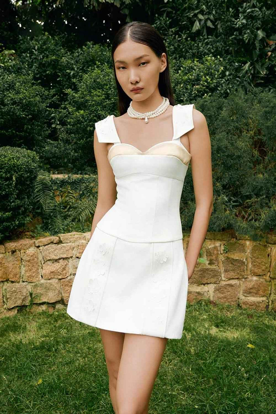 Kaena A-line Semi-Heart Neck Taffeta Mini Dress
