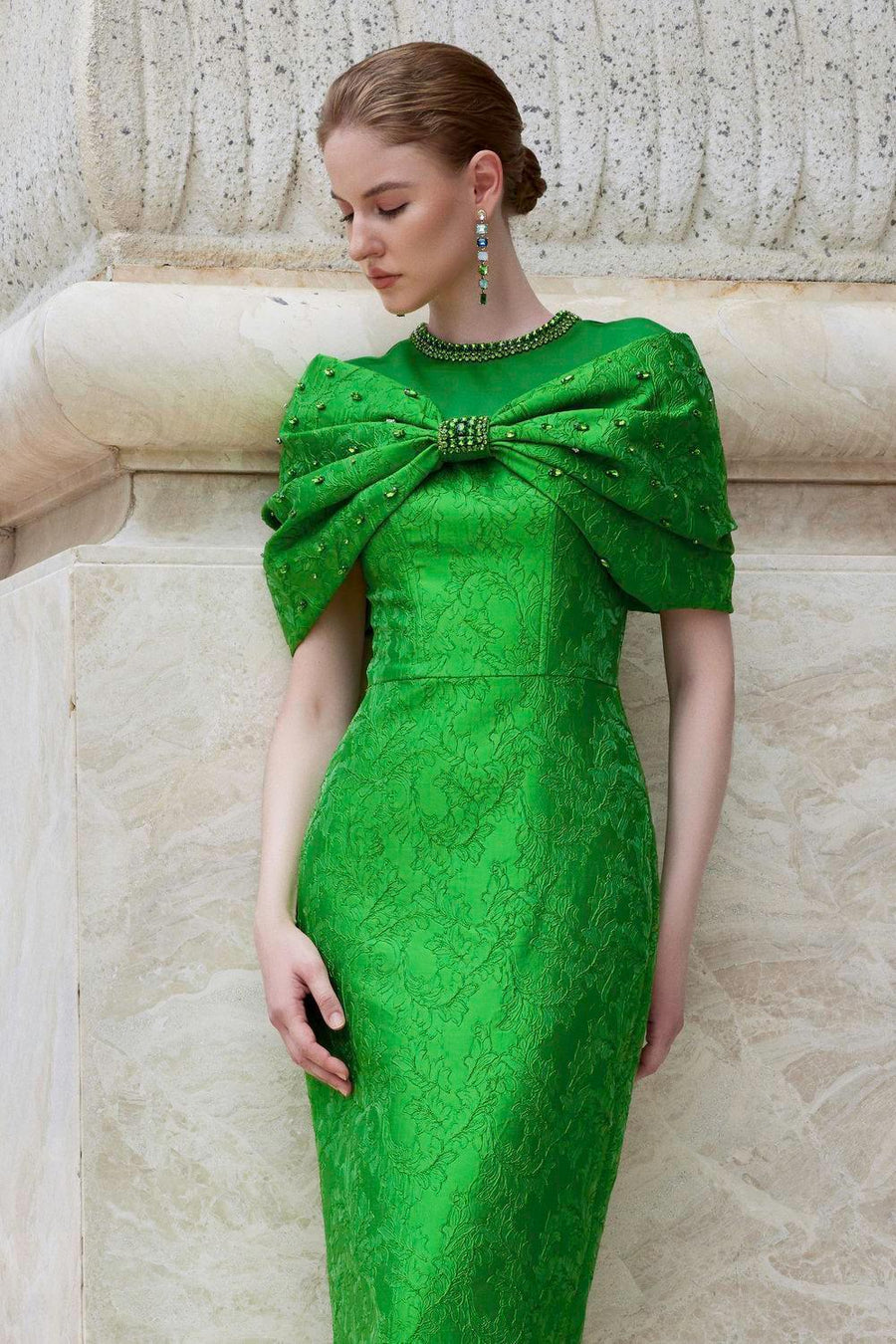 Kaleido Pegged Stone Jacquard Floor Length Dress Gown Dress I.H.F Atelier
