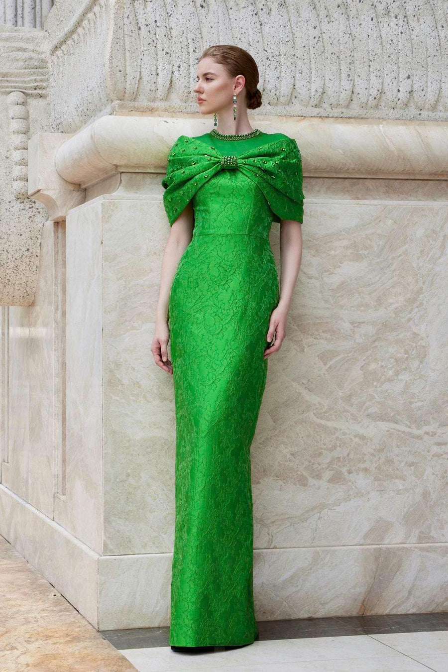 Kaleido Pegged Stone Jacquard Floor Length Dress Gown Dress I.H.F Atelier