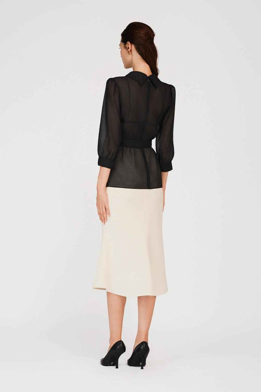 Kamiyah Trumpet Flower Applique Taffeta Calf Length Skirt