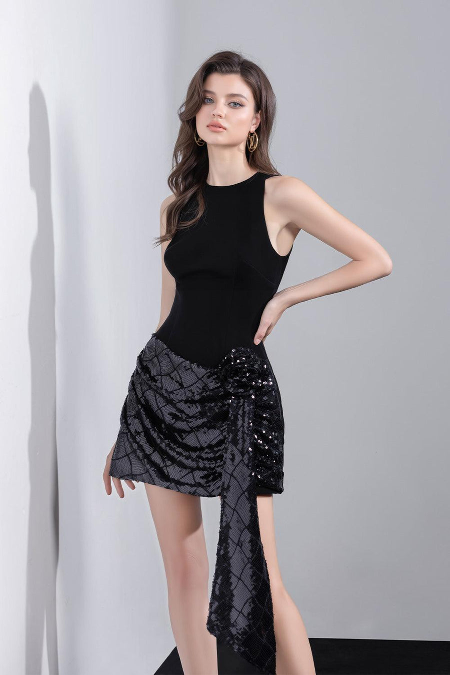 Karen A-line Sleeveless Sequin Mini Dress Mini Dress Darling Diva
