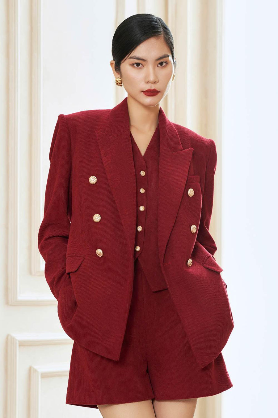 Katherin Straight Long Sleeved Corduroy Blazer 26