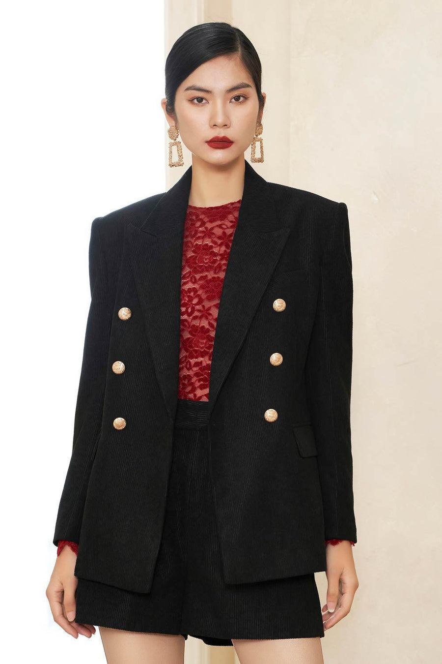Katherin Straight Long Sleeved Corduroy Blazer 20